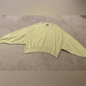 Nike Women's Light Olive Crew Neck Crop Sweater